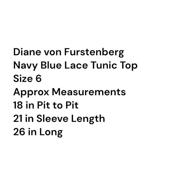 Diane Von Furstenberg Navy Blue Lace Blouse Women's Sz 6 Scallop Hem 3/4 Sleeve - Picture 2 of 8